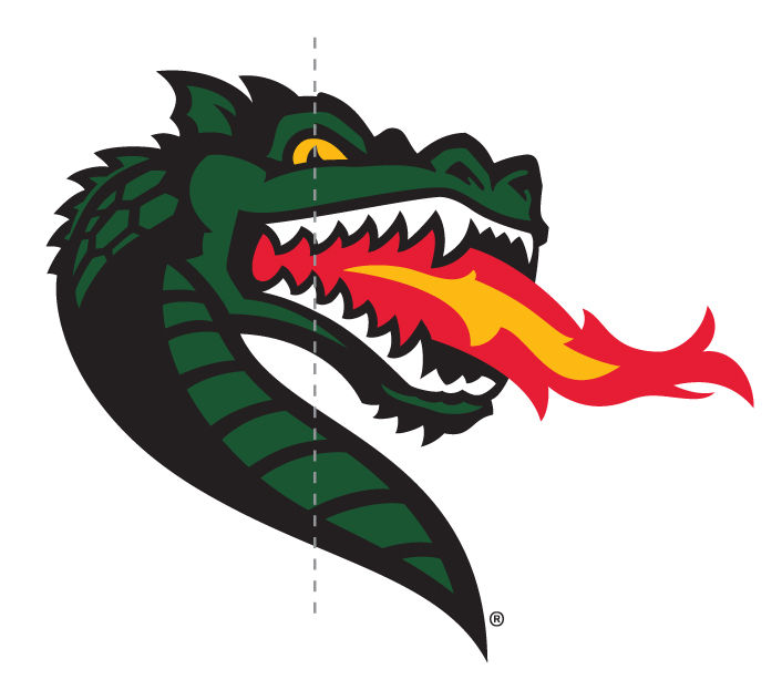 Graphic showing appropriate centering of athletics logo