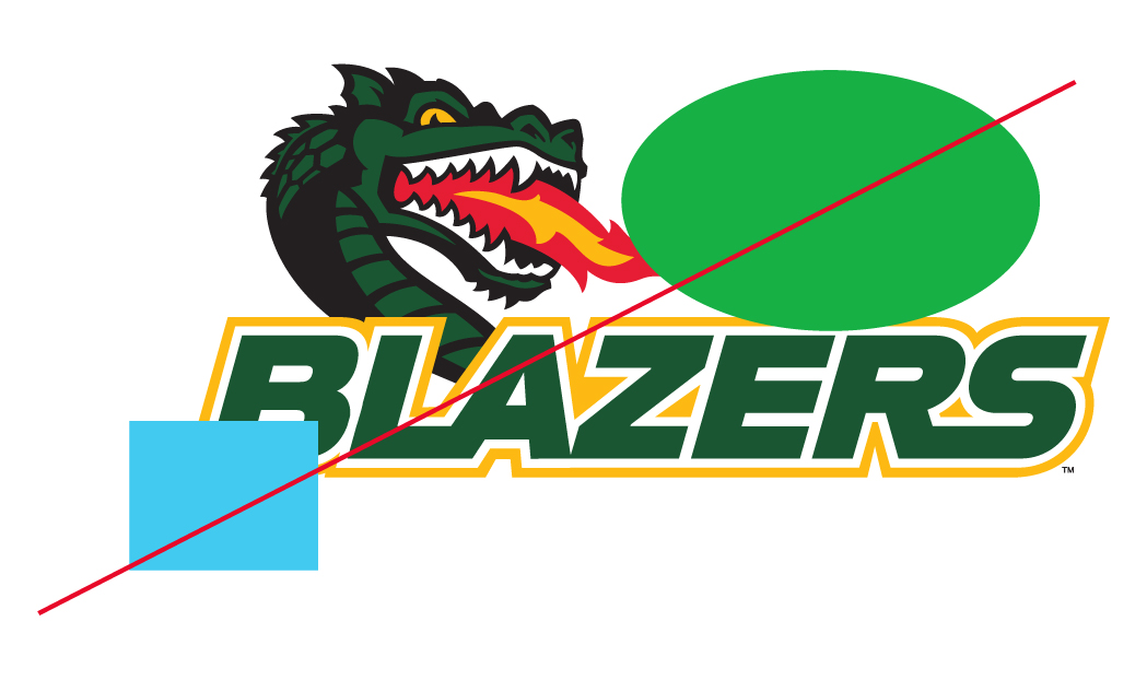 graphic showing blazers script clear space usage