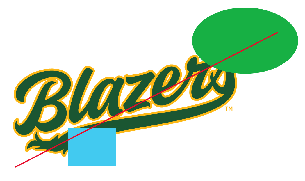 graphic showing blazers script clear space usage