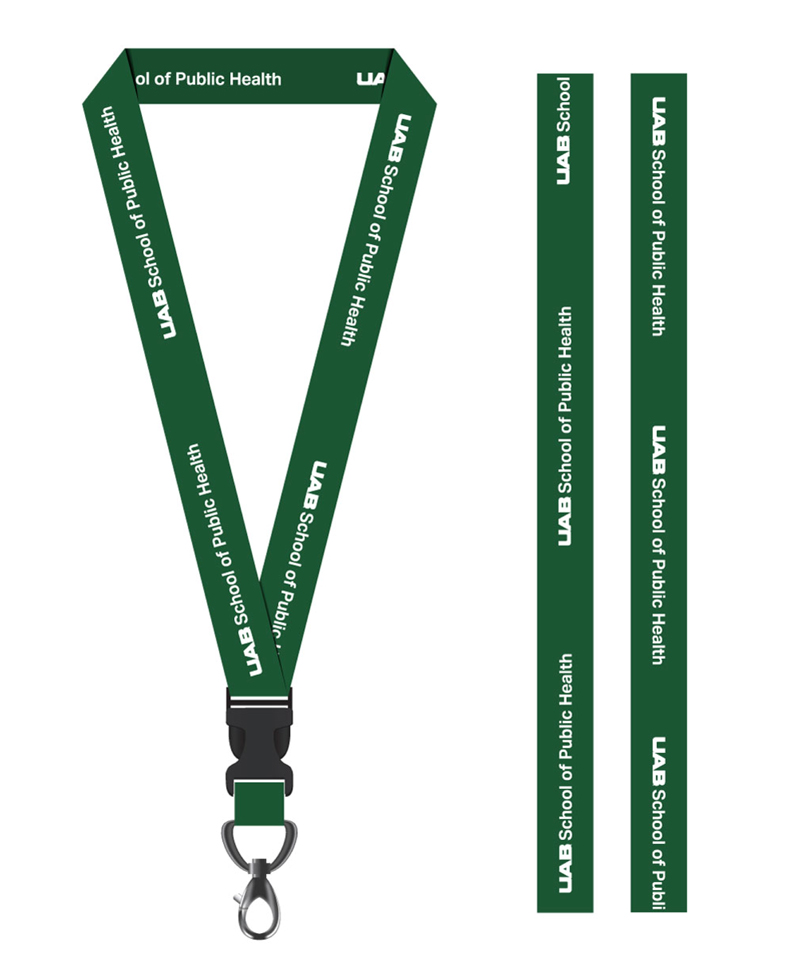 Graphic showing shortcut logo usage on lanyard