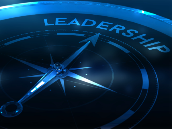 Graphic of a compass pointing to the word leadership