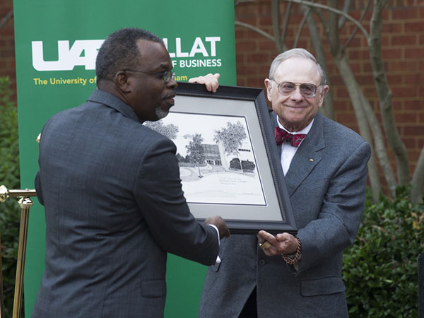 Dr. Eric Jack, PhD (Dean, School of Business) and Charles Collat (donor)