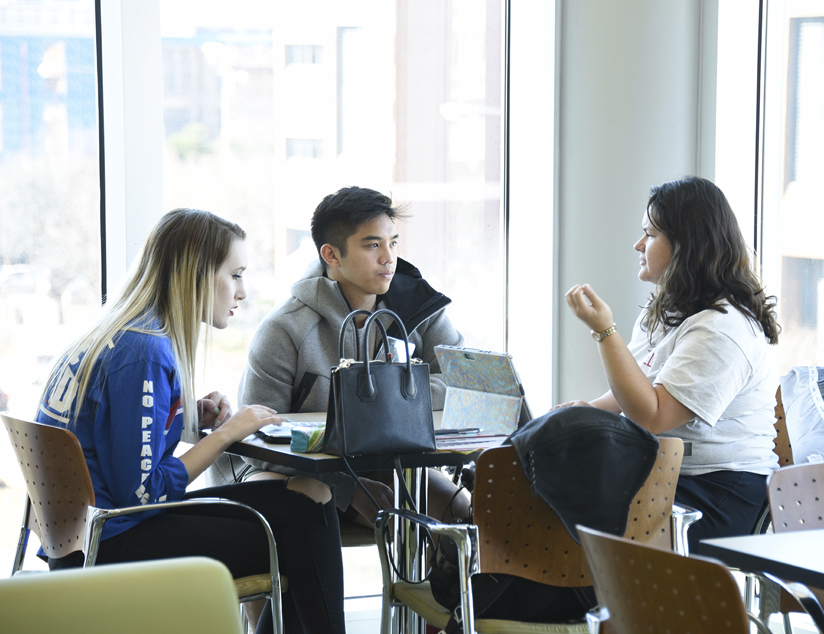 students discussing