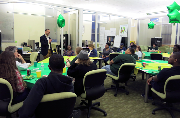 Birmingham Education Foundation members speak to UABTeach students. 