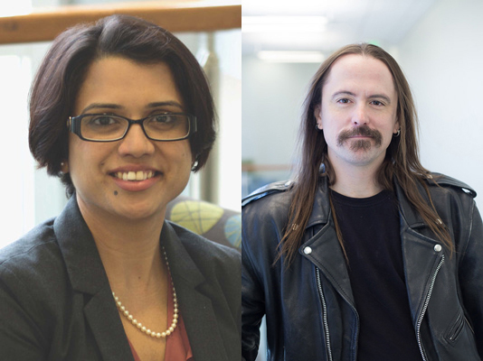 Biology faculty Sami Raut and  Jeff Morris. 