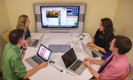 Media fellows working in the UAB Digital Media lab. 