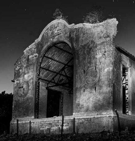 Entrance of the Redding Hoist House, one of several remaining structures in park boundaries. 