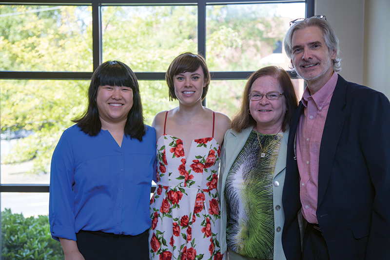 Lee and Brenda Baumann with Stephanie (Gracie) Giang and Alexandra Fry at the 2015 Scholarship and Awards Luncheon. 