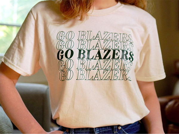  A UAB t-shirt designed by Levi Sanford. Photo: Emily Schumann