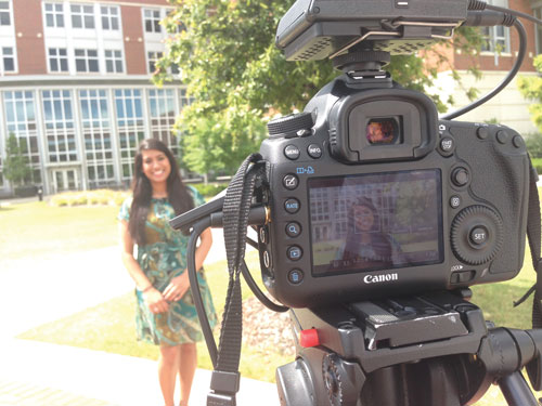 Student being filmed by UAB Digital Media.