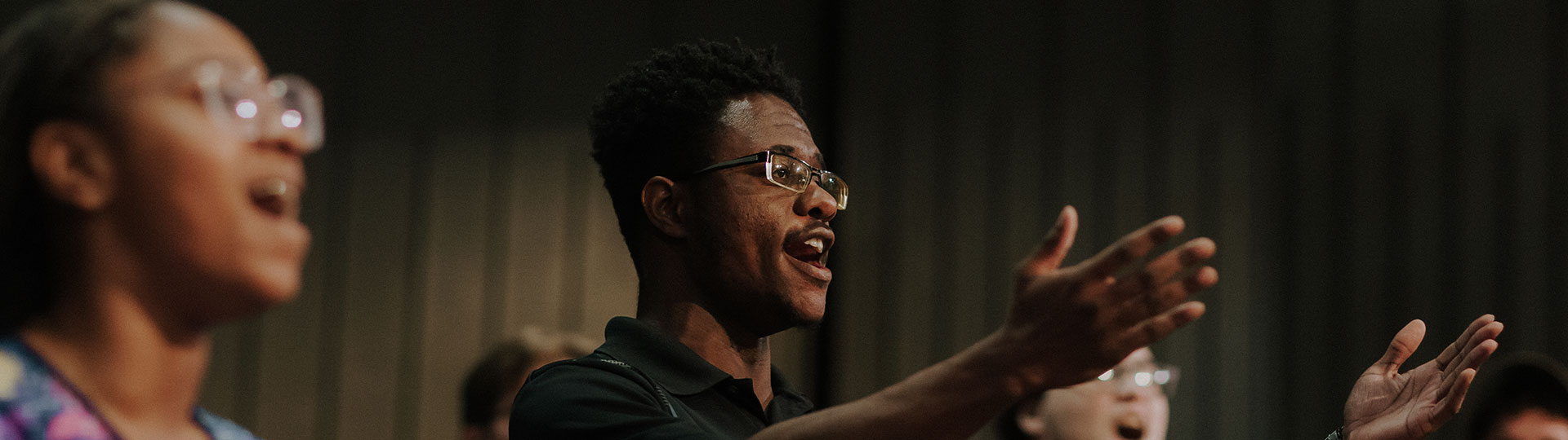 Deonte Charles, senior computer science major, singing the solo to Tshotsholoza.