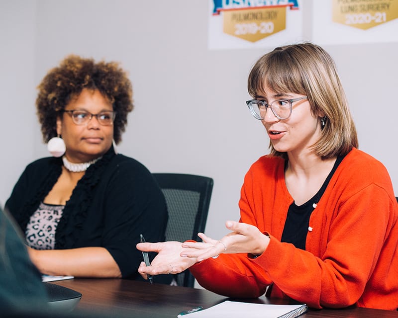 Students in a discussion