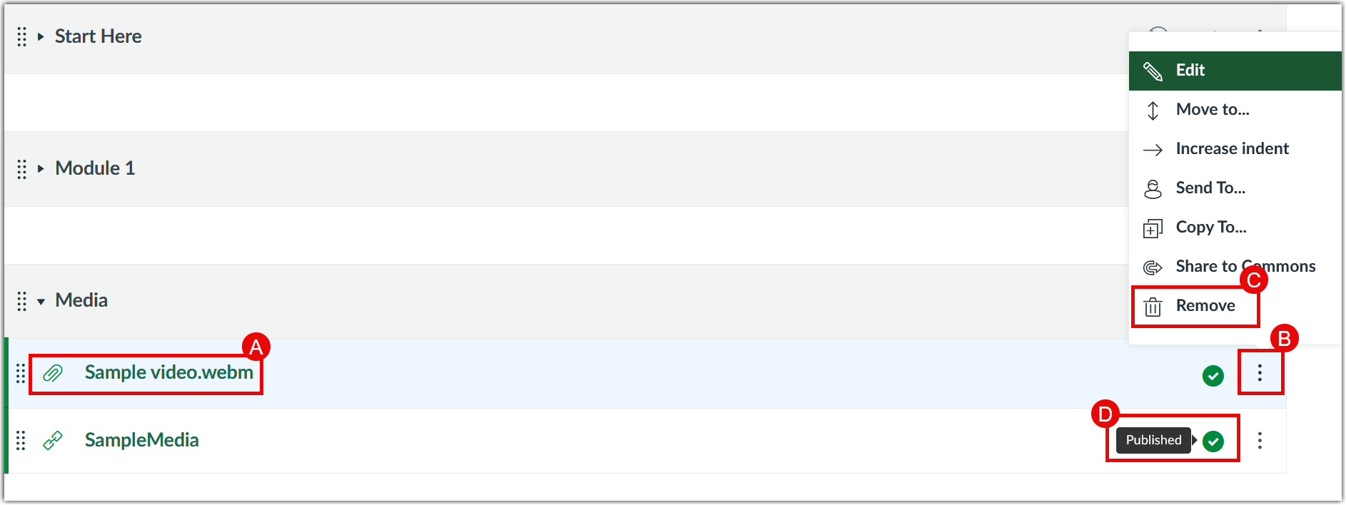 Item will now be in module, make sure to publish it.