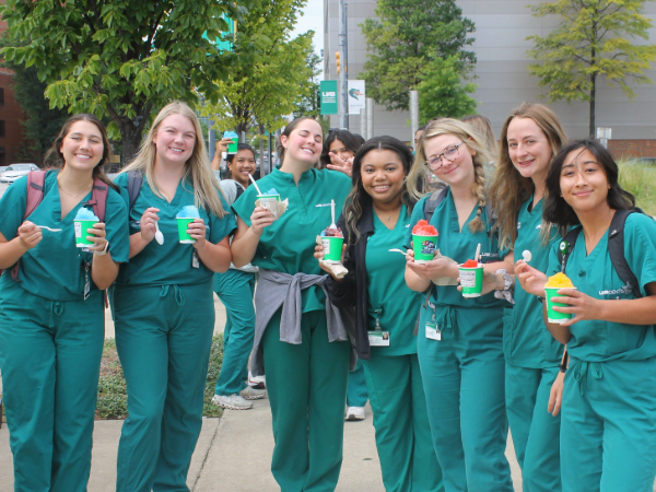 Dental students at snow cone event during ASDA's Wellness Week