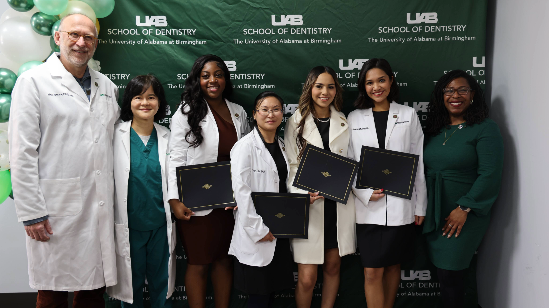 Dean Geurs Dr. Fu and KElly McNealy with DAP Winter 2024 Graduates