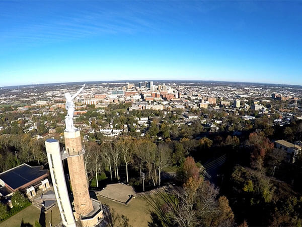 The statue of Vulcan overlooking the Birmingham skyline.