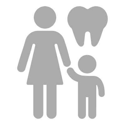Mother and child icon with tooth icon above them