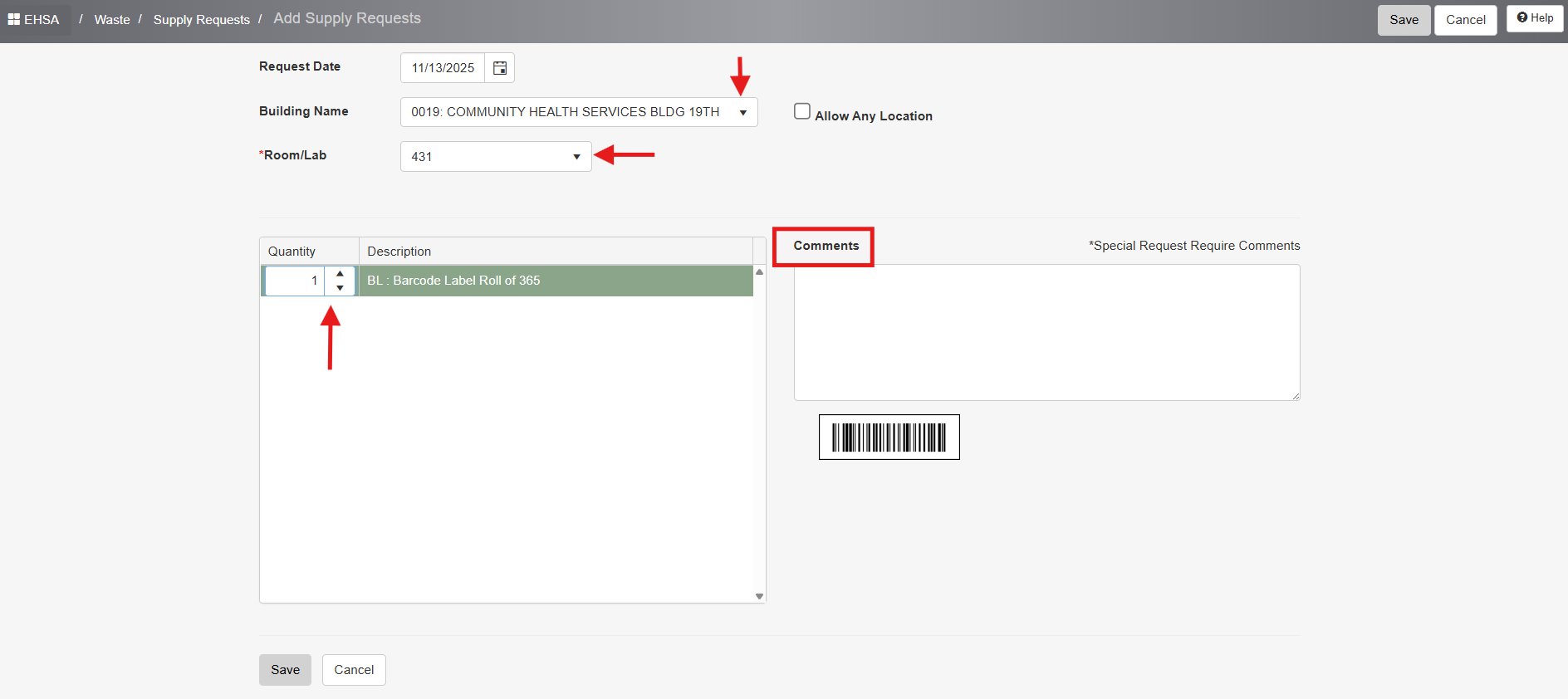 screenshot of software