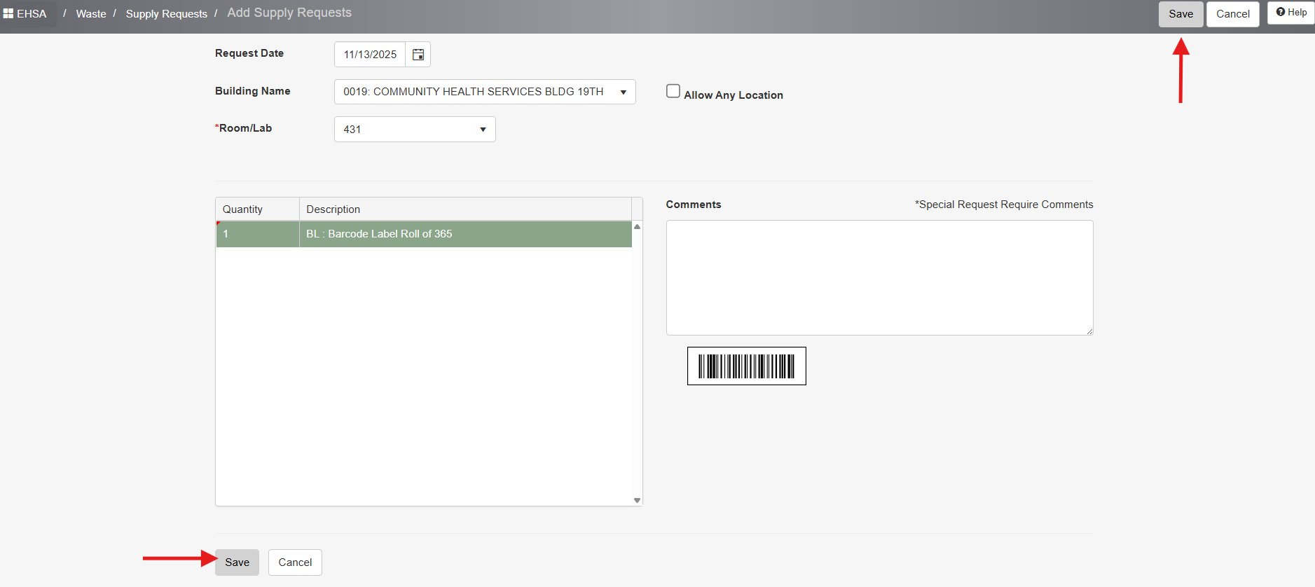 screenshot of software