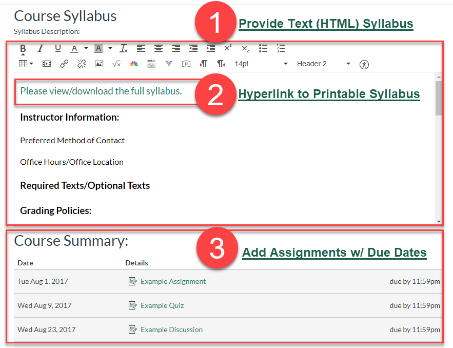 Screenshot of Canvas Dynamic Syllabus 