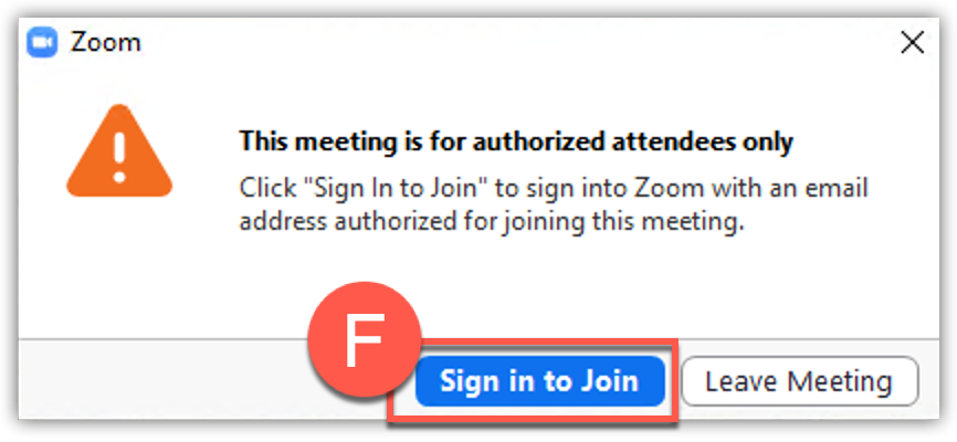  Zoom authentication dialog box with Sign in to Join option highlighted