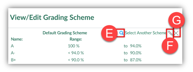 Settings -- Choose Grading Scheme screen.
