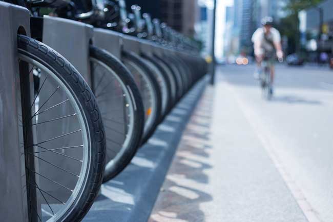 man biking in the city