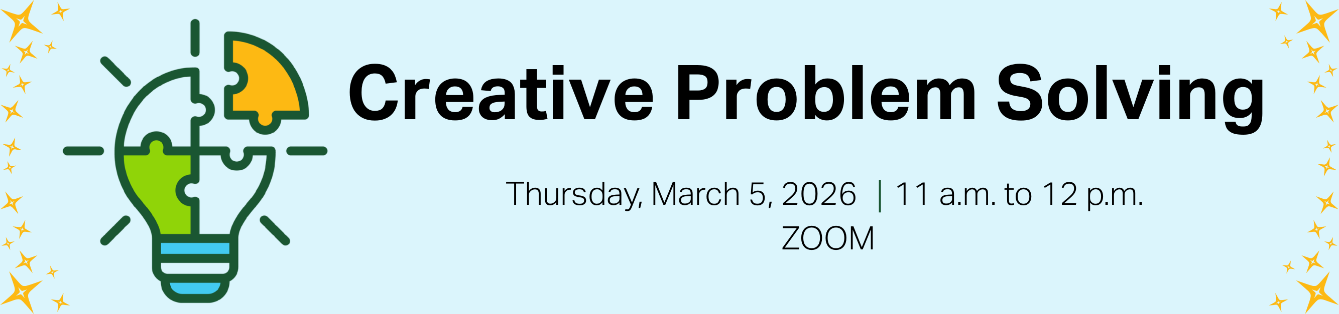 Register for Creative Problem Solving, Thursday, March 5, 2026, from 11:00 a.m. to 12:00 p.m., Zoom