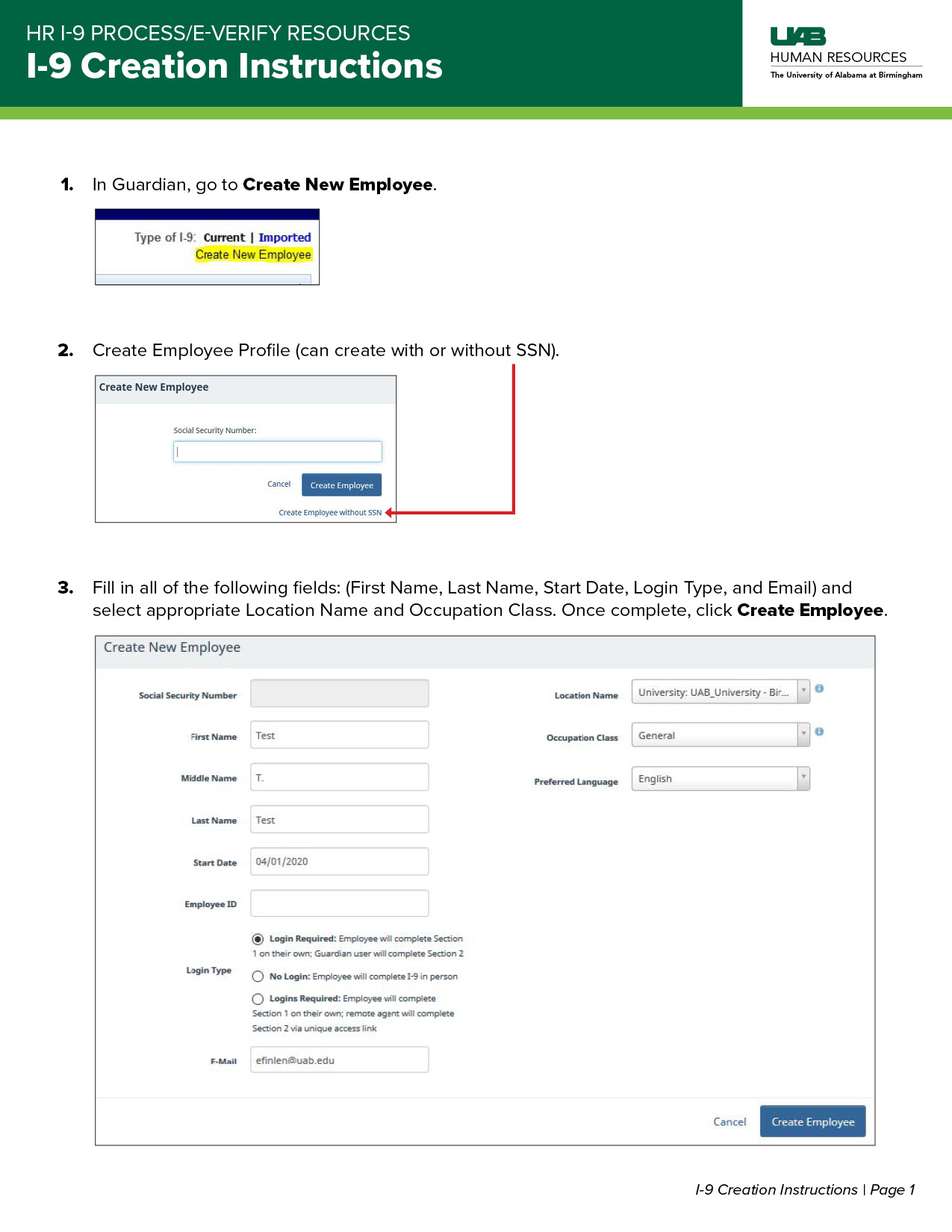 I-9 Creation Instructions