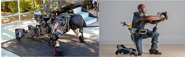 Raytheon X02 (left) and Lockheed Martin’s Exosuit (right)