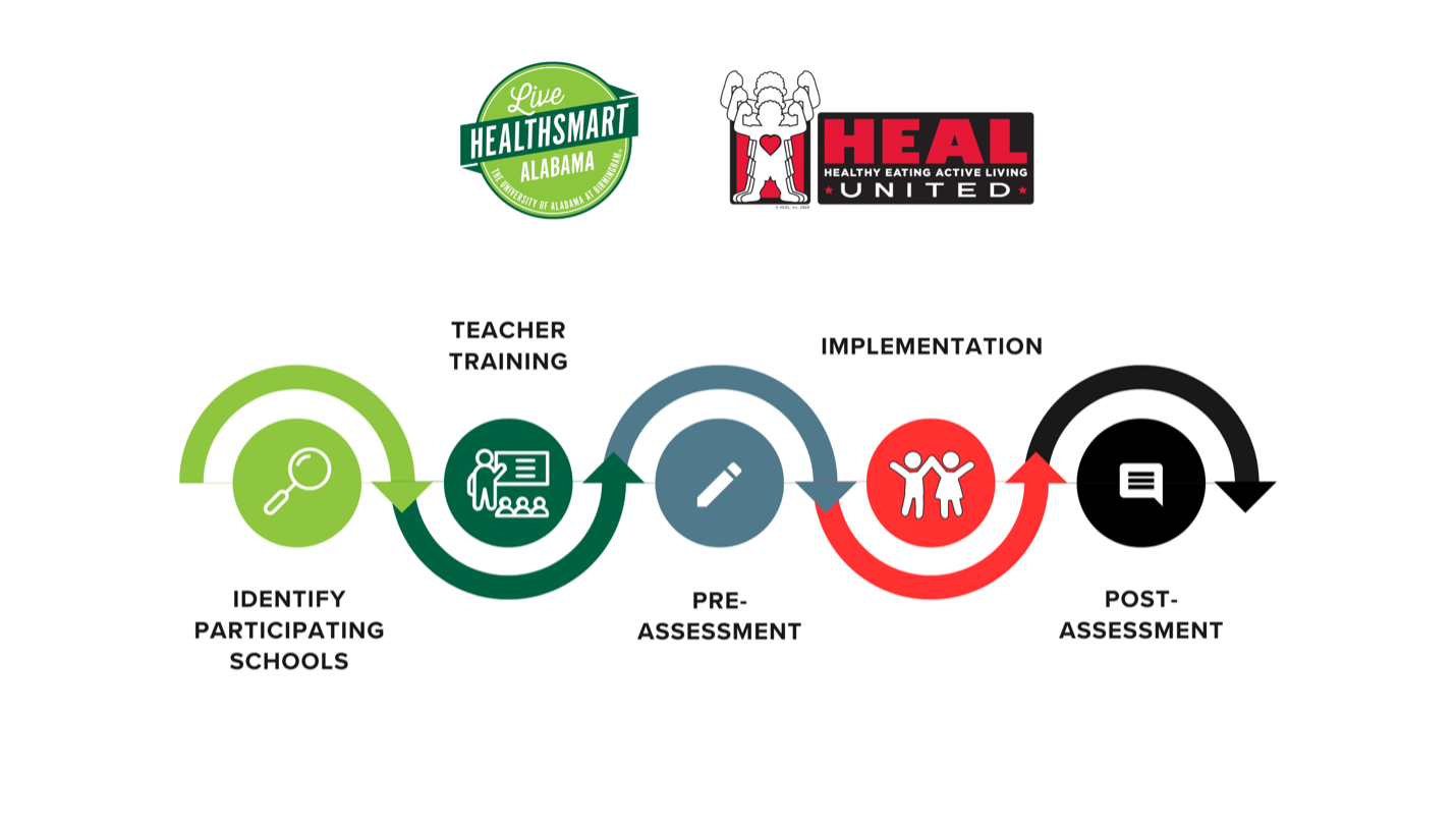 ID participating schools - teacher training - pre-assessment - implementation - post-assessment. 