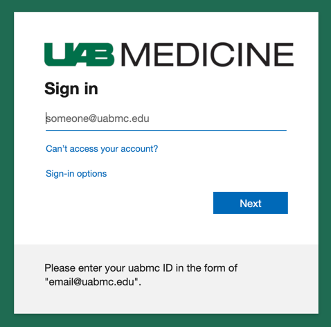 UABMC Logon Screen
