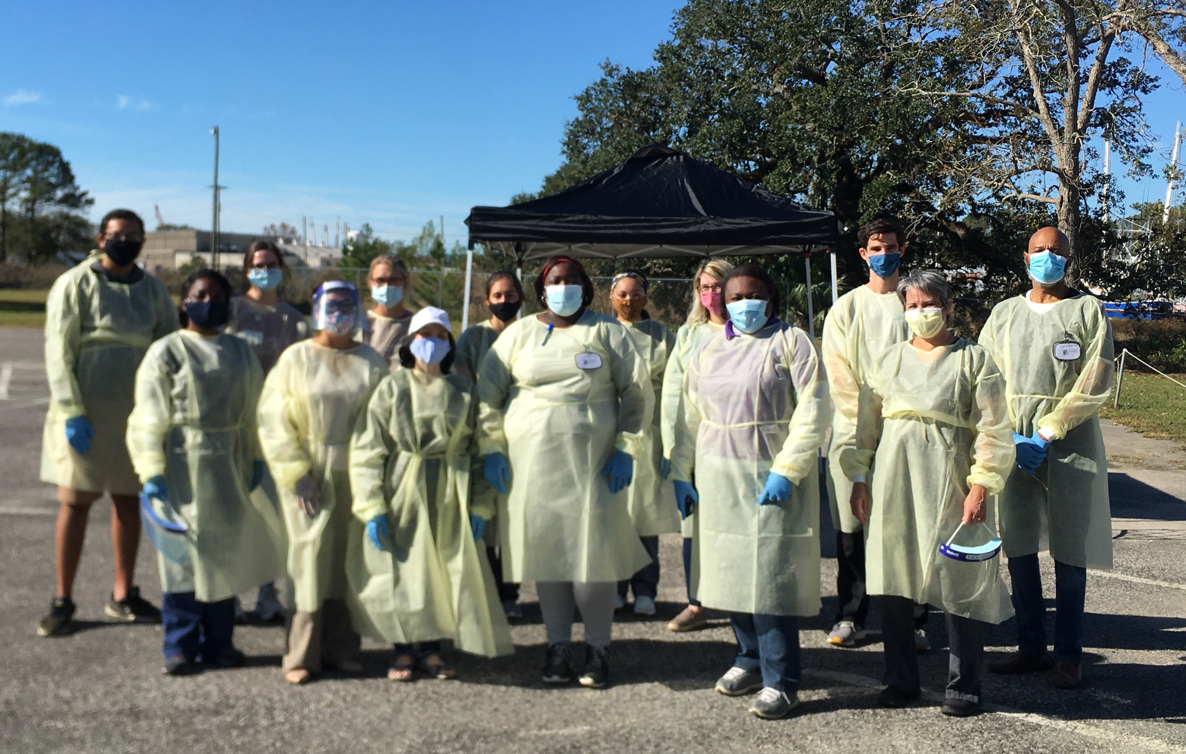 A group of AHEC Scholars and volunteers at a COVID-19 testing and vaccination event. (photos provided by the Southern Alabama AHEC)