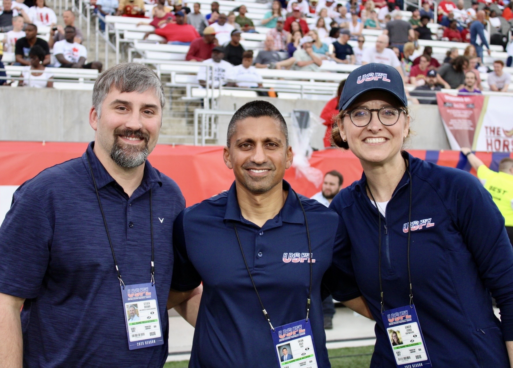 UAB Sports and Exercise Medicine providers on the sideline of the USFL game