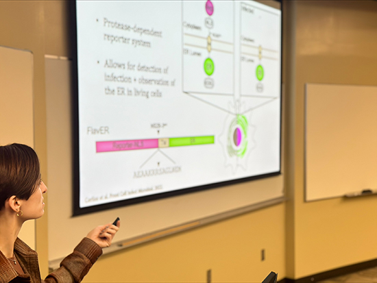 Lochlain Corliss., Ph.D. candidate presenting at Virology seminar