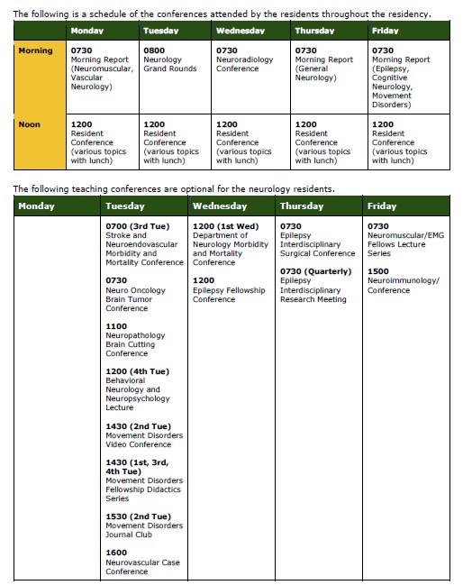 Weekly Conference Schedule