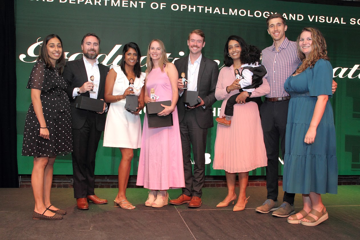 From left: Krupa Patel, M.D., Director of the Residency Program; Scott McClure, M.D.; Veena Danthuluri, M.D.; Caroline Besley, M.D.; Scott McClure, M.D.; Poojitha Balakrishnan, M.D., Ph.D., MPH; Rob Tauscher, M.D., Associate Director of the Residency Program; Jordan Cook, Education Coordinator
