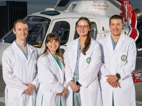 Trauma fellows on helipad