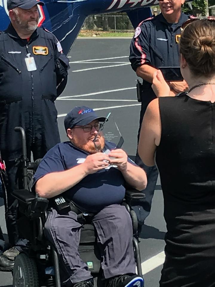 Zac being honored by first responders