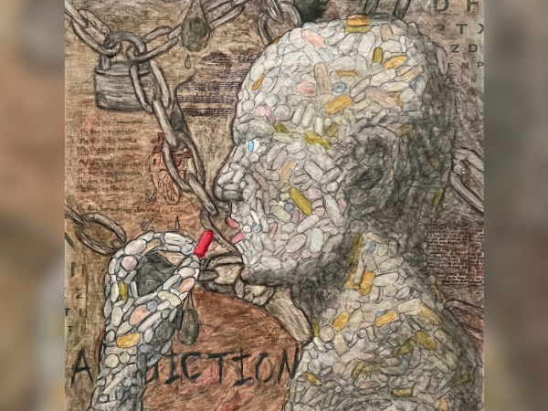 Dr. Withrow's art piece showing a depiction of addiction