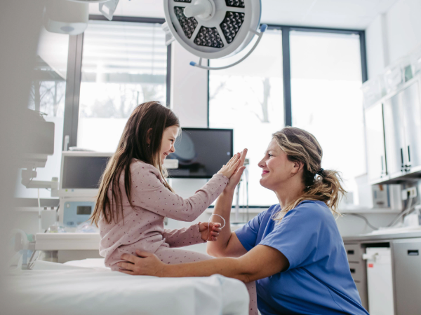 Pediatric patient and nurse in ICU