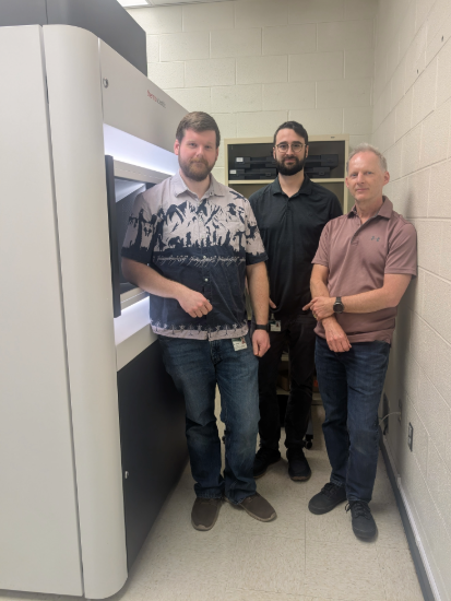 James Kizziah, Shane Rich-New, and Terje Dokland in the Cryo-EM facility at UAB