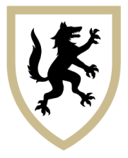 Crest logo of a wolf.
