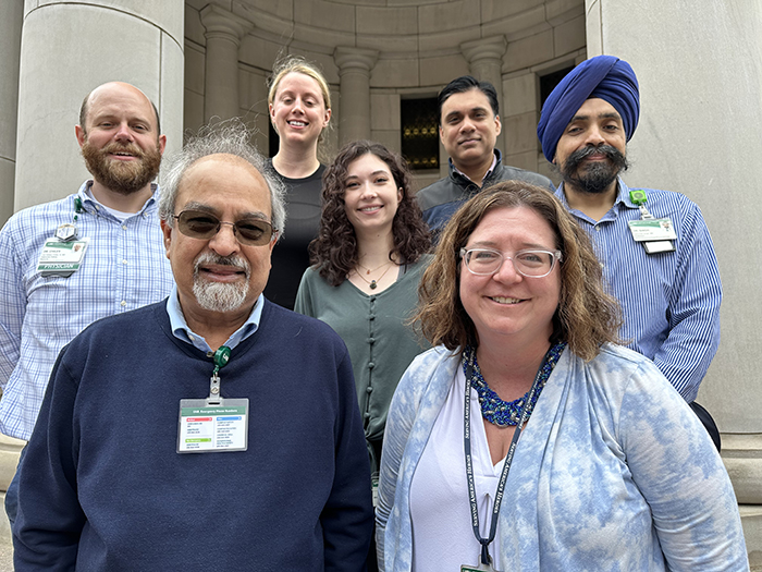 Front: Hemant Tiwari, Ph.D. and Merry-Lynn McDonald, Ph.D. Middle: Joe Chiles, M.D., Alison Rocco, and Jas Singh, M.D., MPH Third: Ava Wilson and Vinodh Srinivasasaina­gendra, MSCS