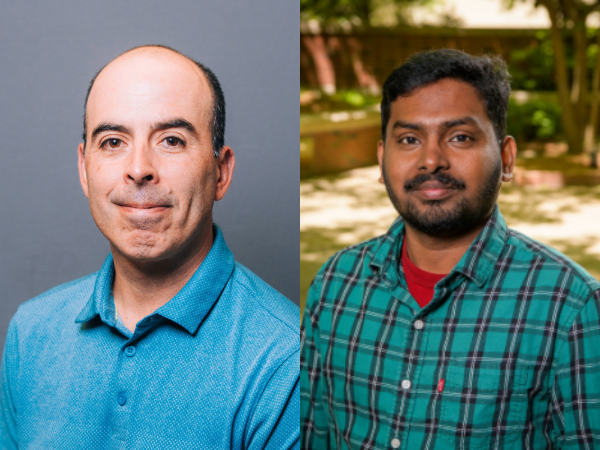 Headshots of Carlos J. Orihuela, Ph.D., professor in the Department of Microbiology and Vipin Chembilikandy, Ph.D., a postdoctoral fellow in the Department of Microbiology