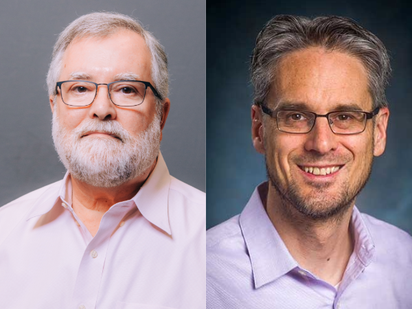 Headshots of Elliot J. Lefkowitz, Ph.D., professor in the UAB Department of Microbiology (left), and John Osborn (right).