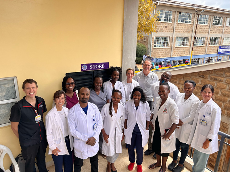 Taken at Tenwek Hospital in Bomet Kenya. Front row, right to left: Jonathan Swanson, MD, Nancy Semon RDMS, Dr. Atnafu Alemayehu, Dr. Lydiah Ngigi, Sheila Mulwa, Dr. Eunice Ondego, Dr. Annette Onyango, Nancy Larrison RDMS  Back row, right to left: Dr. Rwamba Murani, Dr. Fridah Kitur, Dr. Alida Iradukunda, Mary Beth Oglesby, MD, Matt Larrison, MD, and Dr. John Mwangi