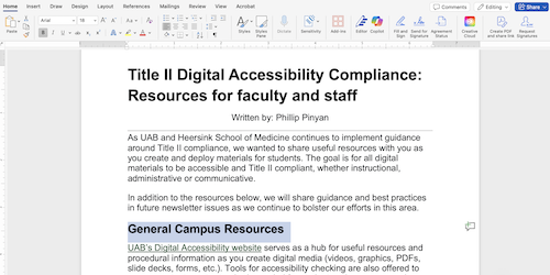 Screenshot of Microsoft Word.