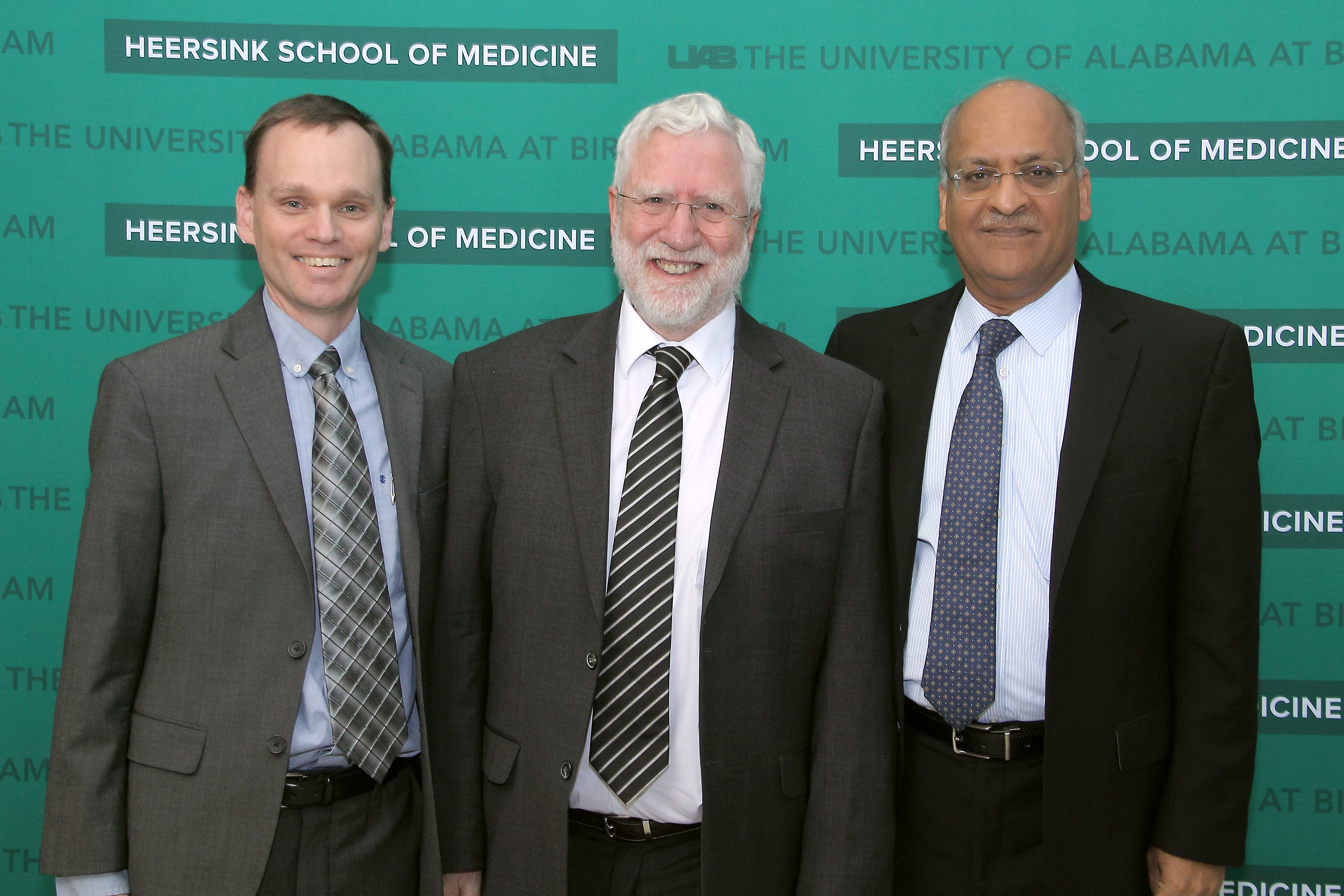 Brian Samuels, MD, PhD, Paul Gamlin, PhD, and Anupam Agarwal, MD, at the Heersink School of Medicine  Fall 2024 Endowed Chairs and Professorships Reception