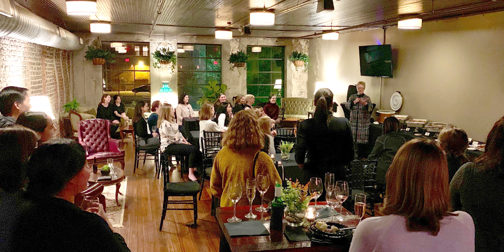 UC Davis Health's Dr. Diana Farmer speaks to faculty, trainees and students at the April 1, 2019, UAB Women in Surgery networking reception at The Lumbar.